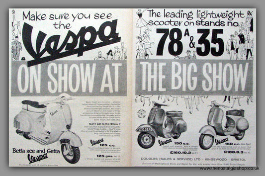 Vespa On Show At The Big Show. Large Double Original adverts 1960 (ref AD52483)