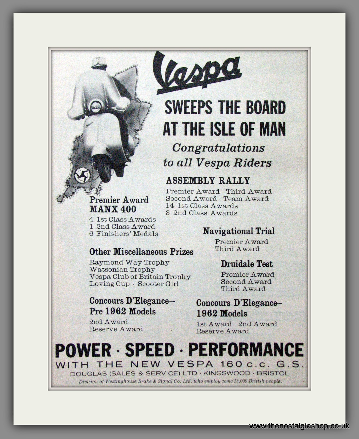 Vespa Wins at the Isle of Man. Original advert 1962 (ref AD52477)