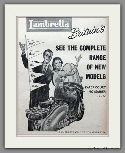 Lambretta at Earls Court. Large Double Original adverts 1956 (ref AD52489)