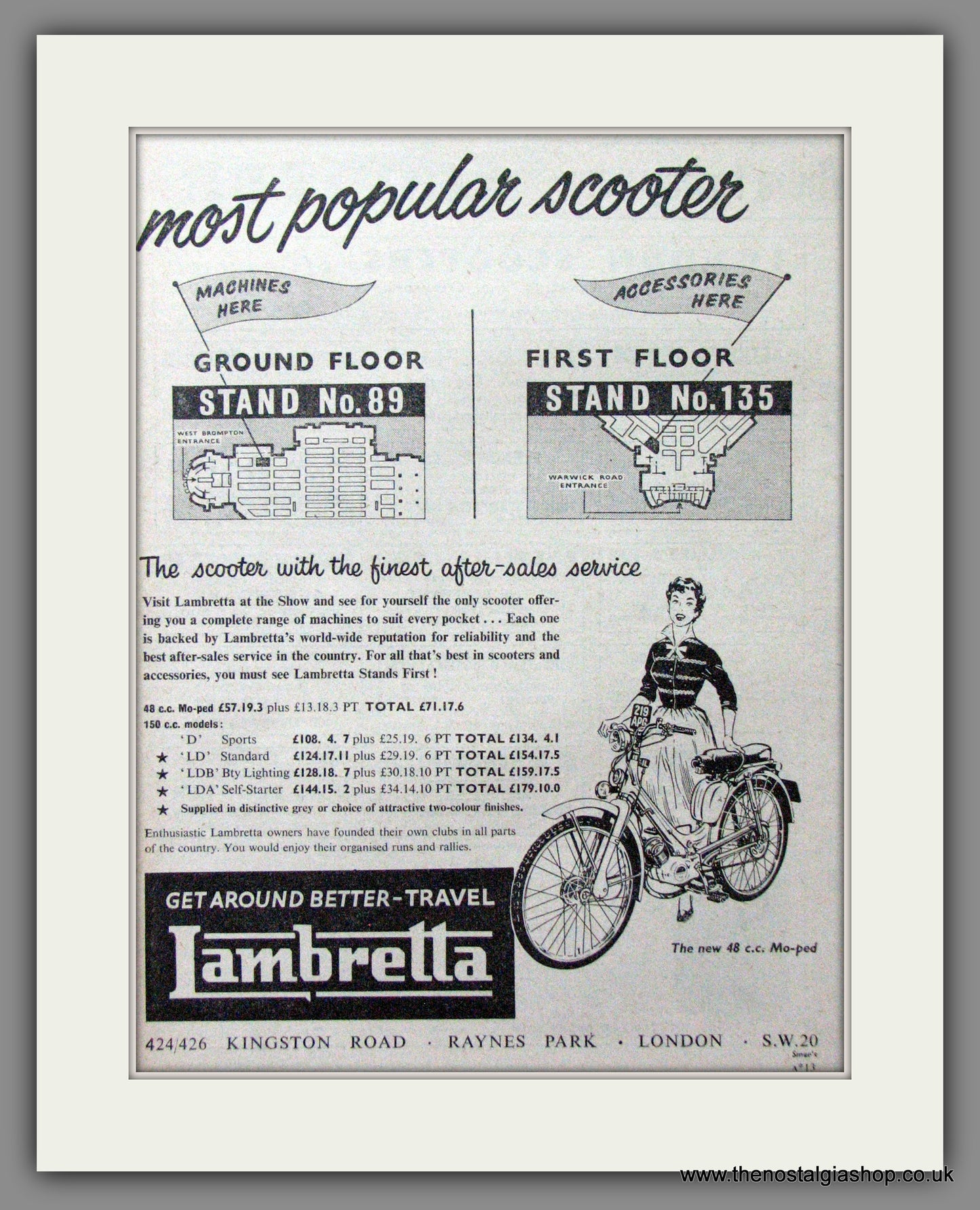 Lambretta at Earls Court. Large Double Original adverts 1956 (ref AD52489)