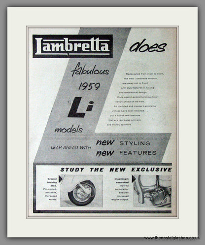 Lambretta Does It Again! New Li Models. Large Double Original adverts 1958 (ref AD52490)