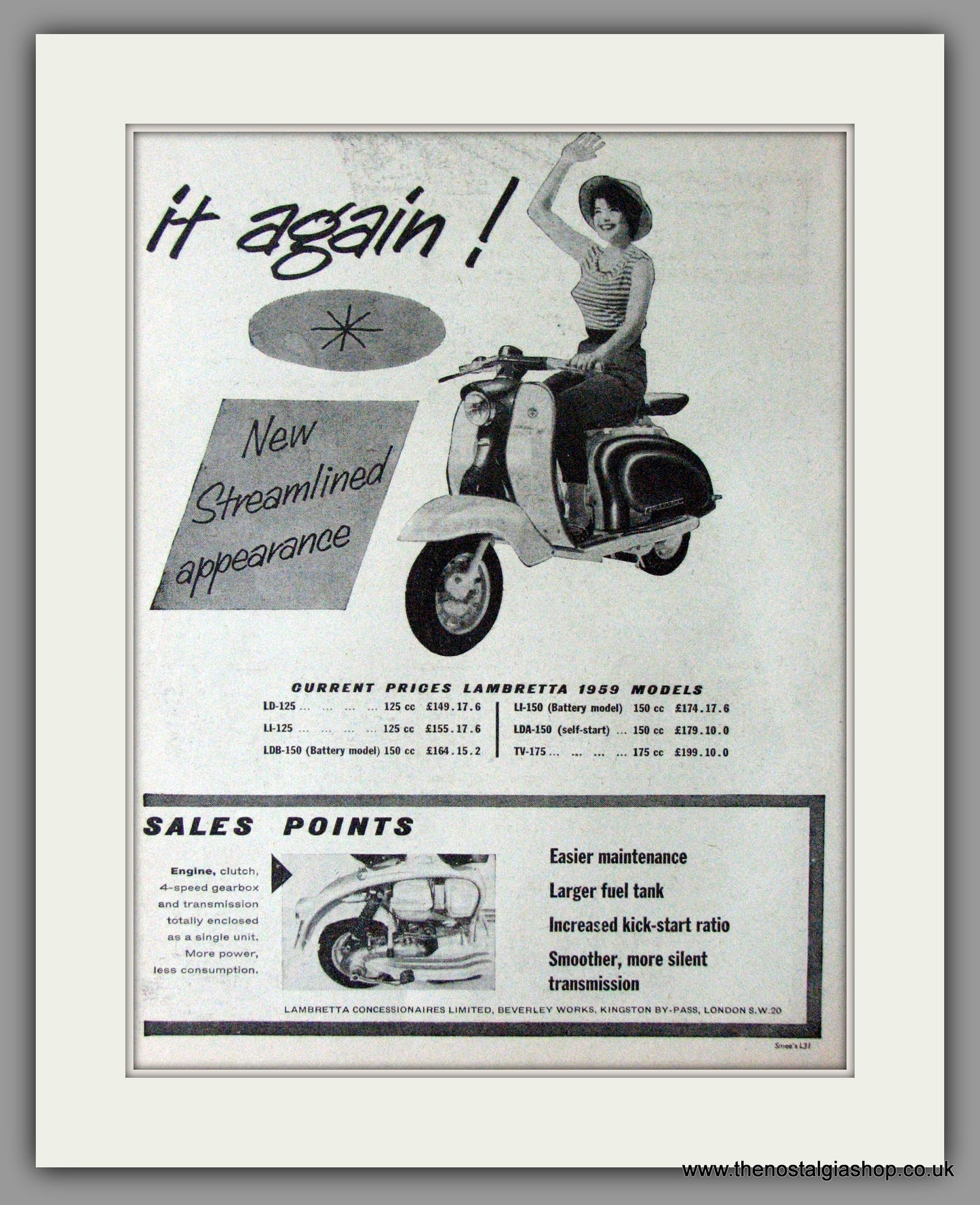 Lambretta Does It Again! New Li Models. Large Double Original adverts 1958 (ref AD52490)