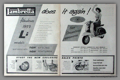 Lambretta Does It Again! New Li Models. Large Double Original adverts 1958 (ref AD52490)