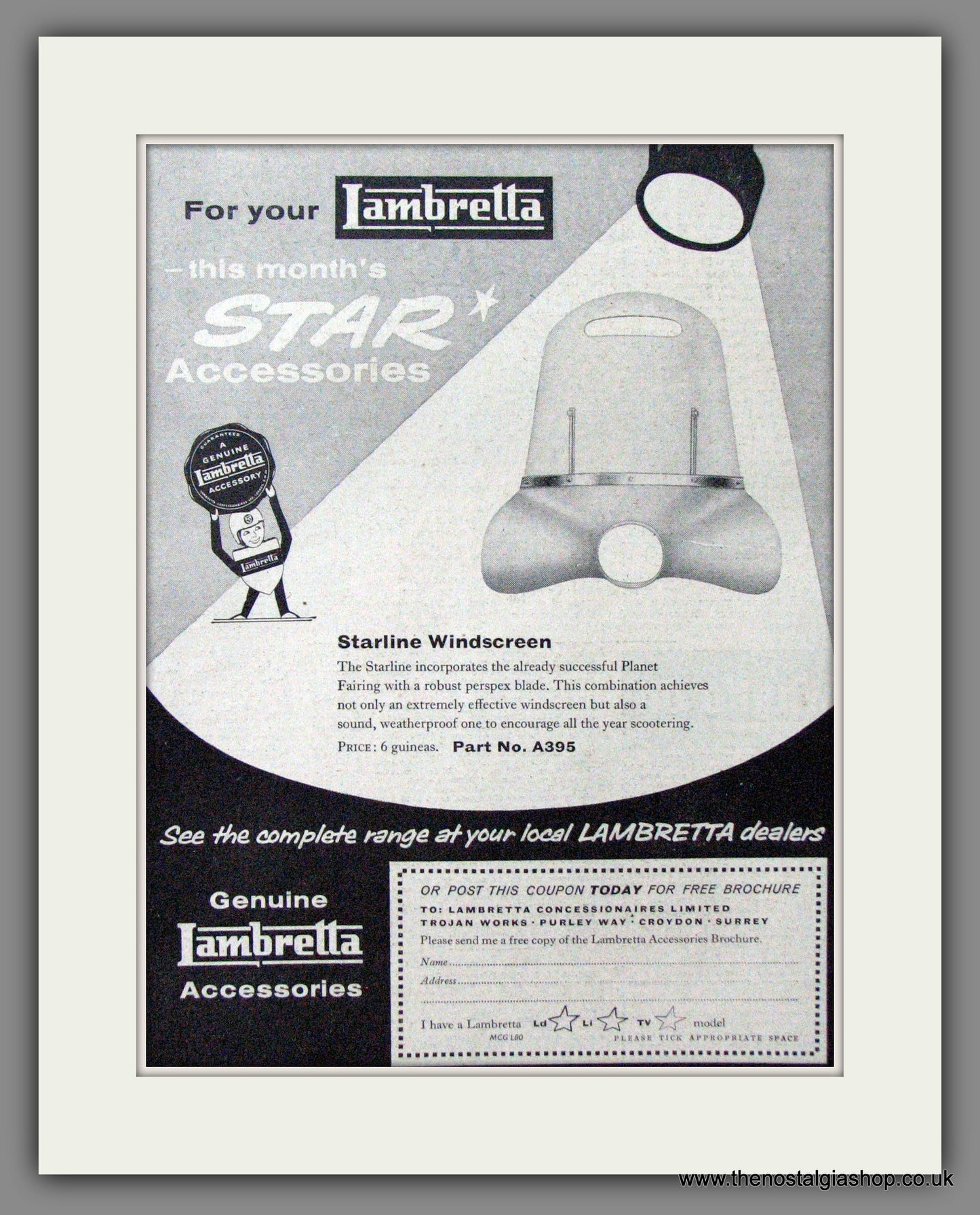 Lambretta Starline Windscreens. Original advert 1960 (ref AD52515)