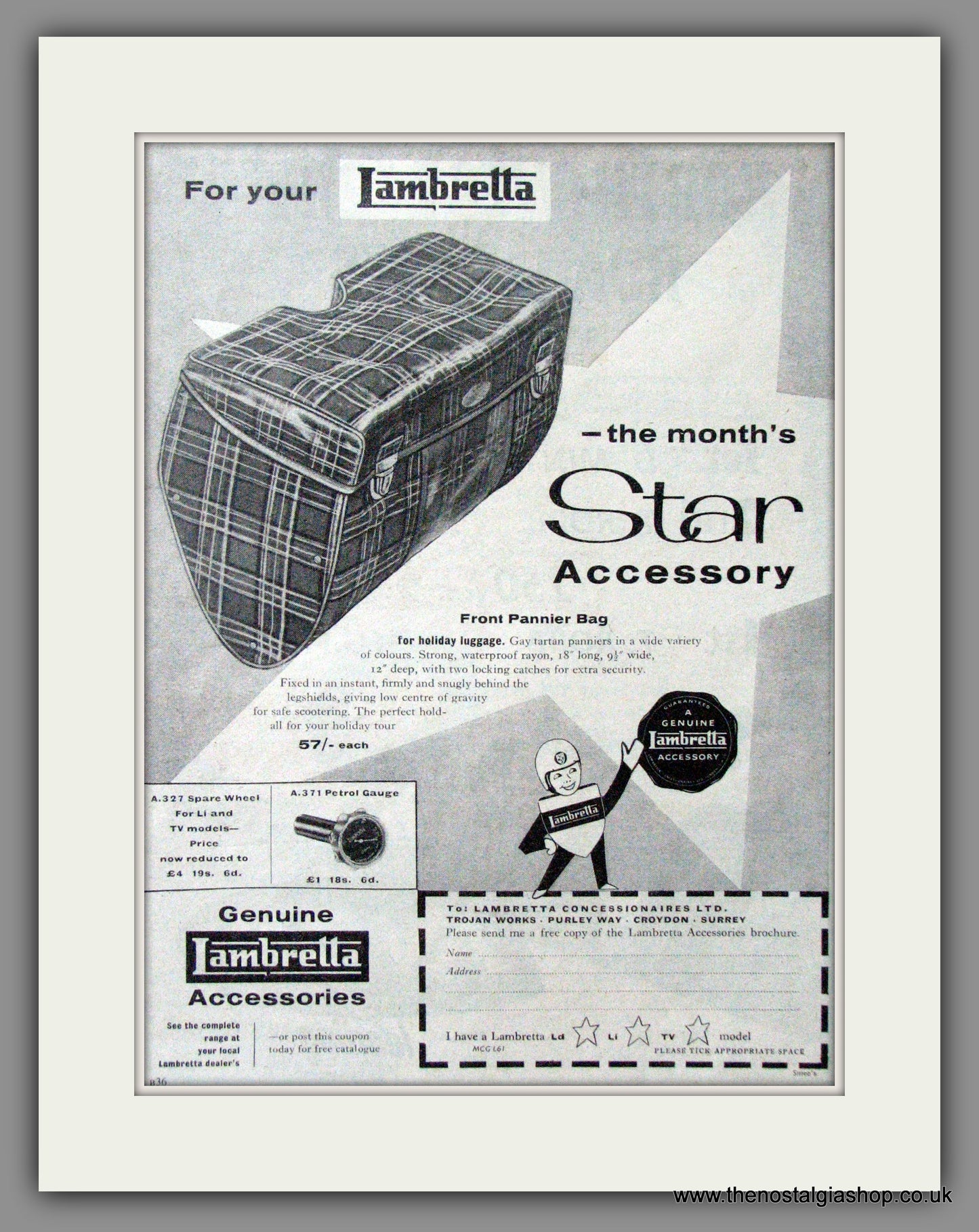 Lambretta Pannier Bag. Original advert 1960 (ref AD52516)