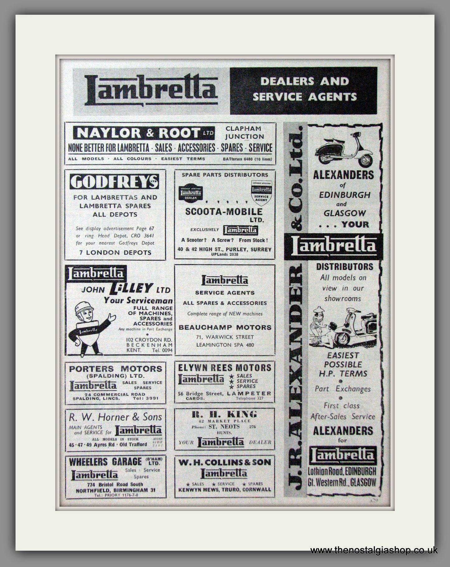 Lambretta Dealers and Service Agents Original advert 1960 (ref AD52521)