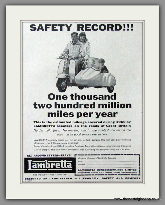 Lambretta Safety Record. Original advert 1961 (ref AD52526)