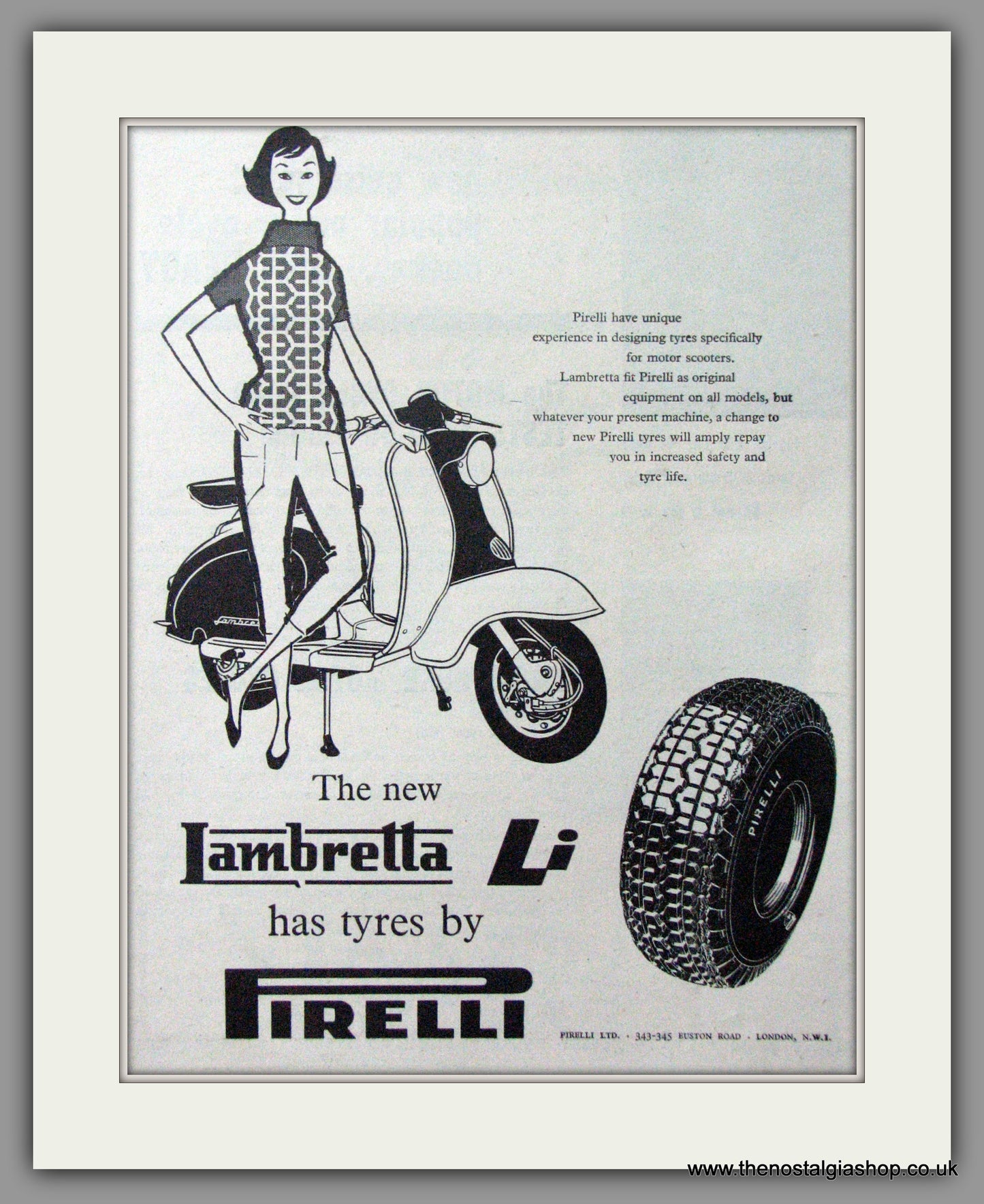 Lambretta Li Uses Pirelli Tyres. Original advert 1958 (ref AD52529)