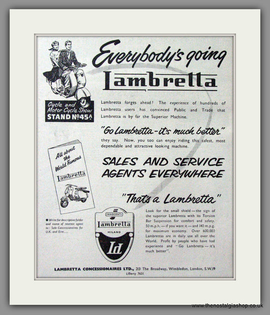 Lambretta Sales And Service. Original advert 1953 (ref AD52534)