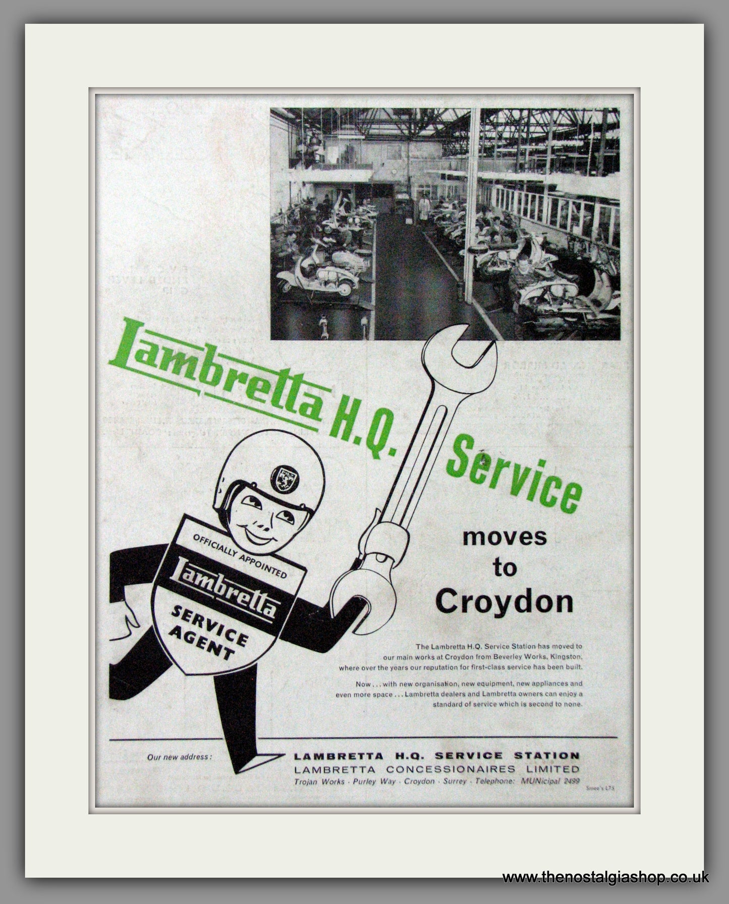 Lambretta H.Q. Service Moves To Croydon. Original advert 1960 (ref AD52857)