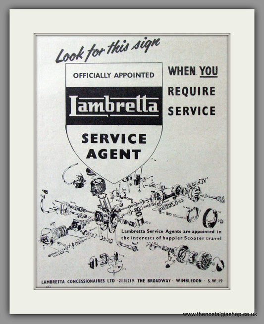 Lambretta Service Agent. Original advert 1956 (ref AD53145)