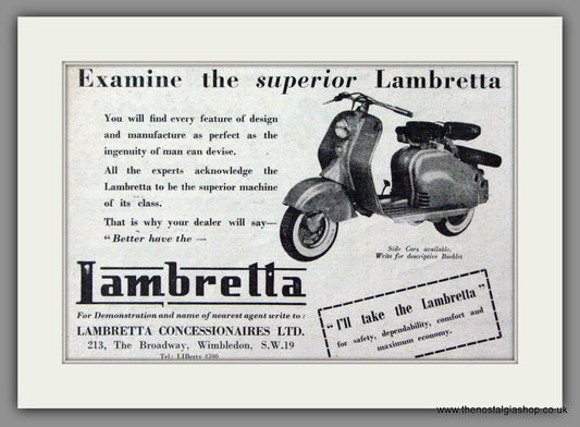 Lambretta Original Advert 1953 (ref AD366)