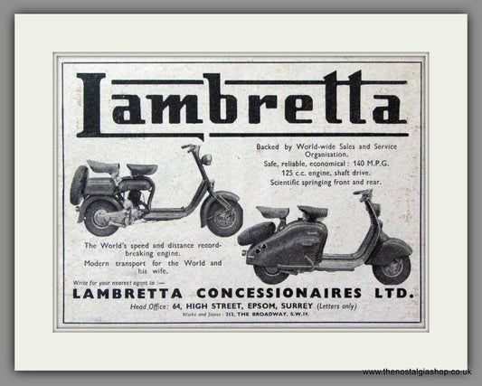 Lambretta Scooters, Lambretta Concessionaries Ltd. Original Advert 1952 (ref AD53152)