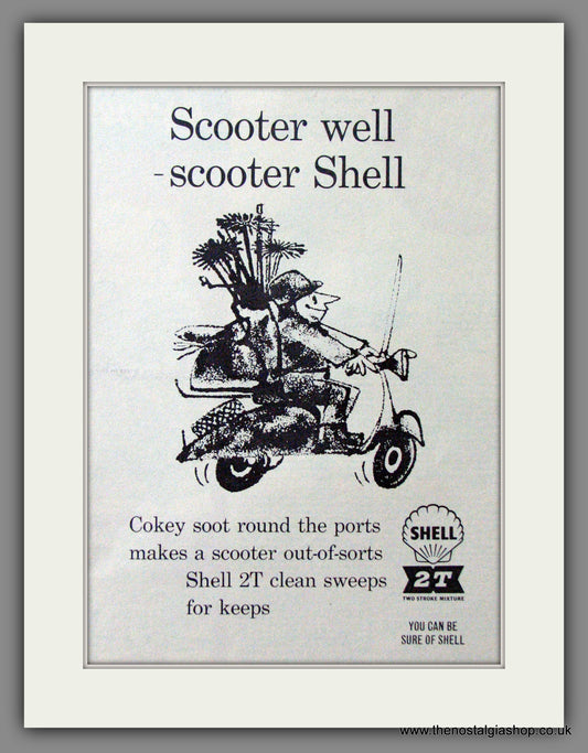 Shell 2T Two-Stroke Mixture. Scooter Fuel. Original advert 1962 (ref AD53170)