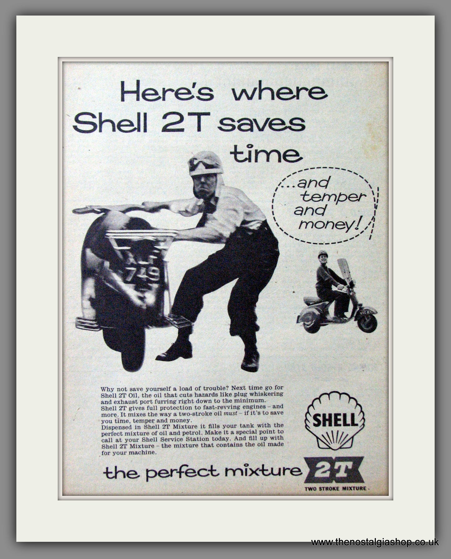 Shell 2T Two-Stroke Mixture. Scooter Fuel. Original advert 1960 (ref AD53171)