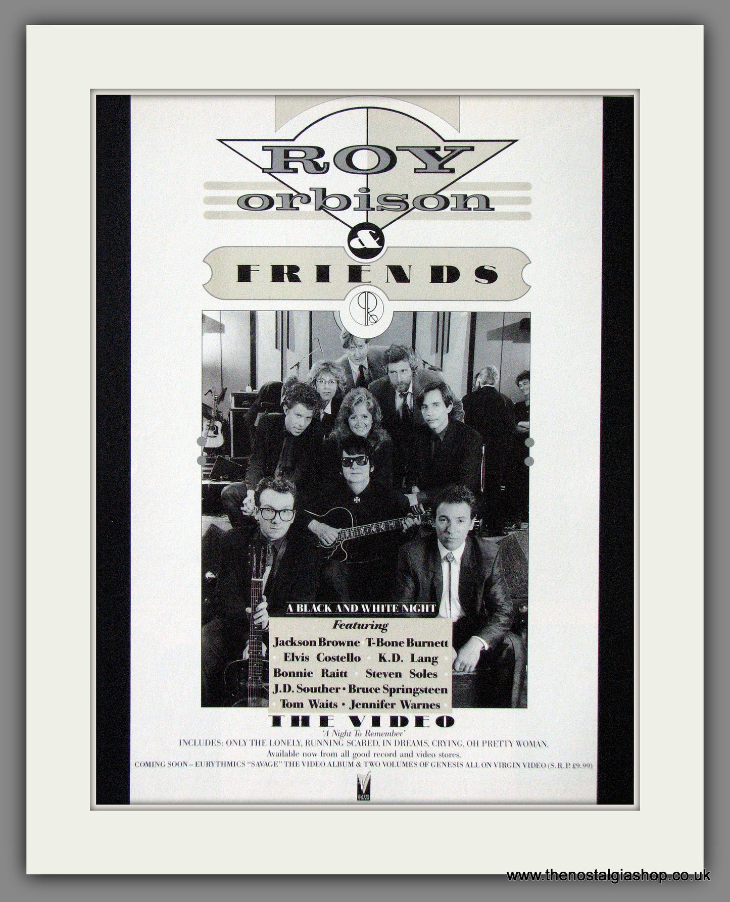 Roy Orbison & Friends. A Black And White Night. 1988 Original Advert (ref AD53781)