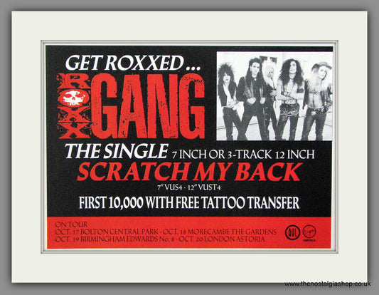 Roxx Gang. Scratch My Back. 1988 Original Advert (ref AD53811)