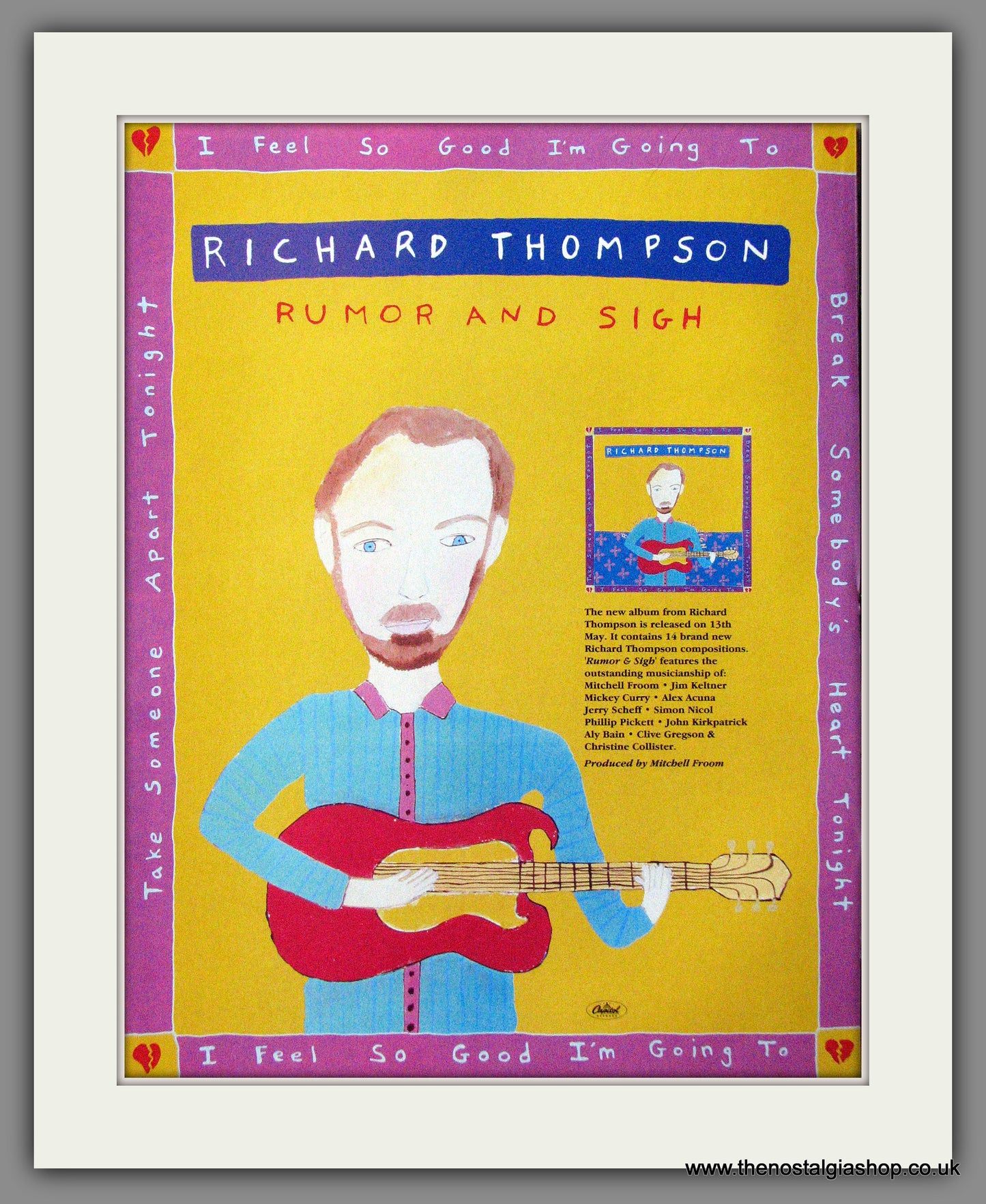 Richard Thompson. Rumor And Sigh. 1991 Original Advert (ref AD53819)