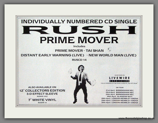 Rush. Prime Mover. 1988 Original Advert (ref AD54374)