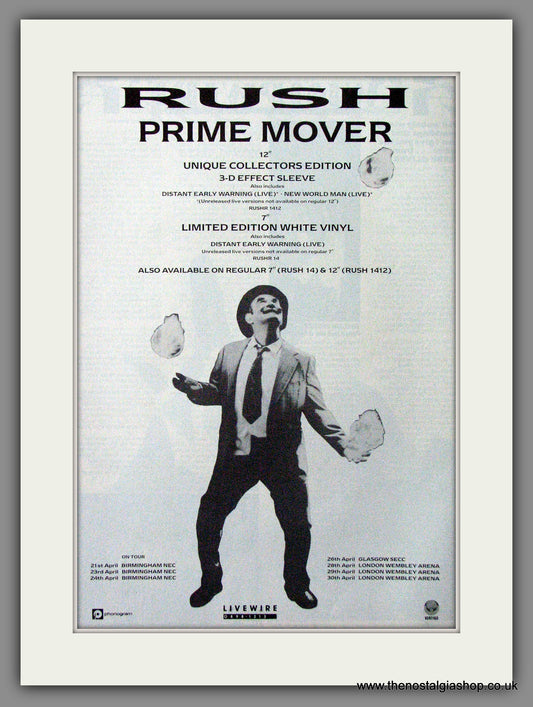 Rush. Prime Mover. 1988 Original Advert (ref AD54380)