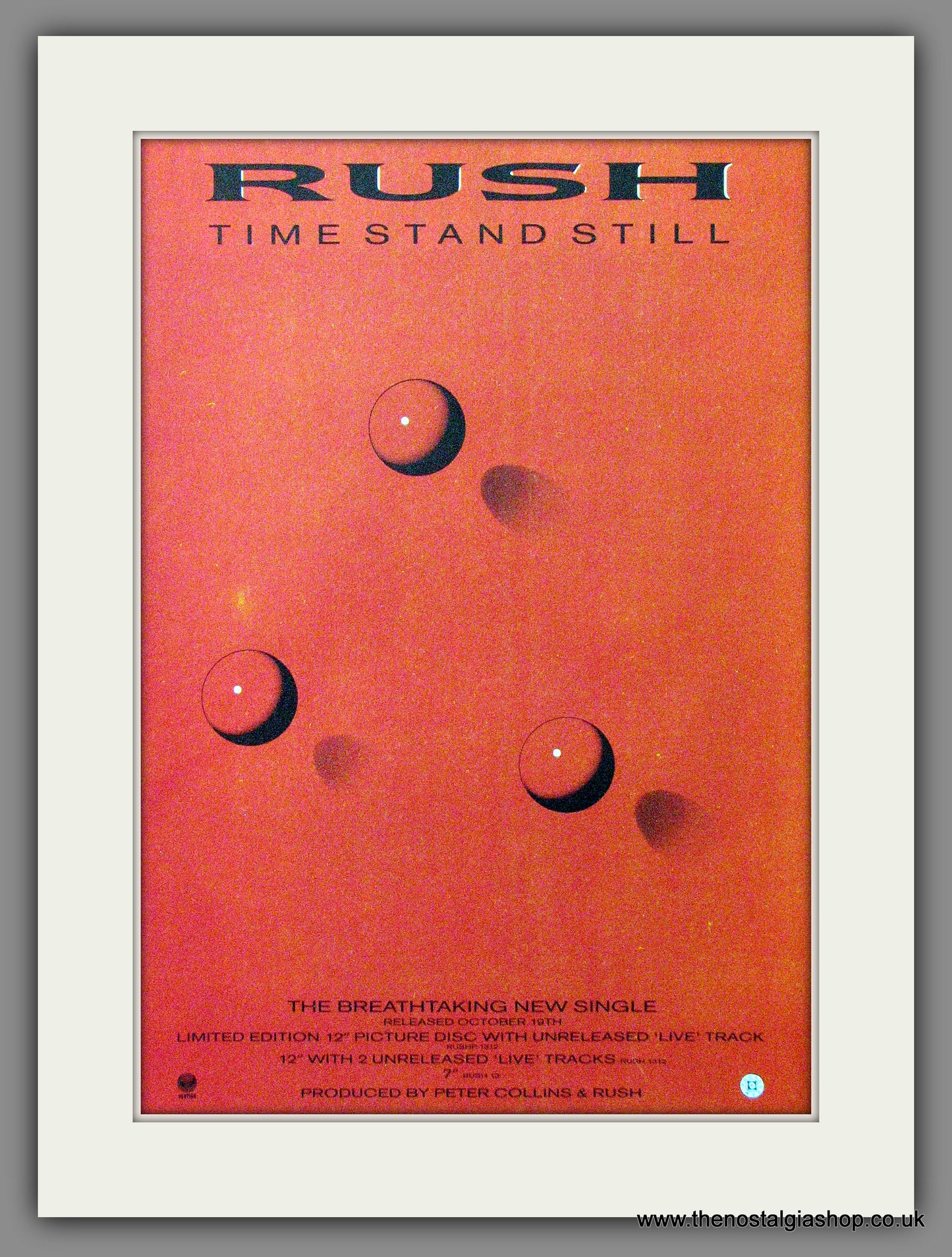 Rush. Time Stands Still. 1987 Original Advert (ref AD54383)