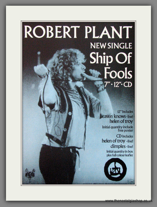 Robert Plant, Ship Of Fools. 1988 Original Advert (ref AD54486)