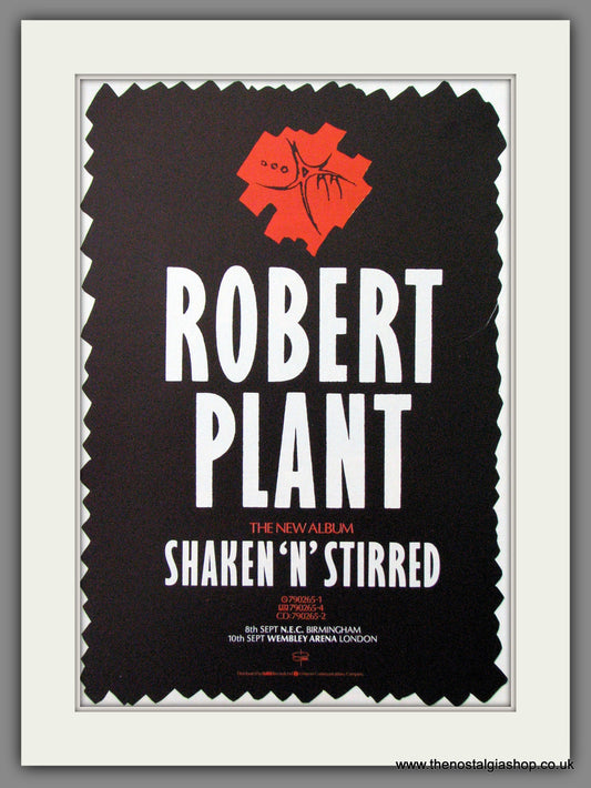 Robert Plant, Shaken 'N' Stirred. 1985 Large Original Advert (ref AD15158)