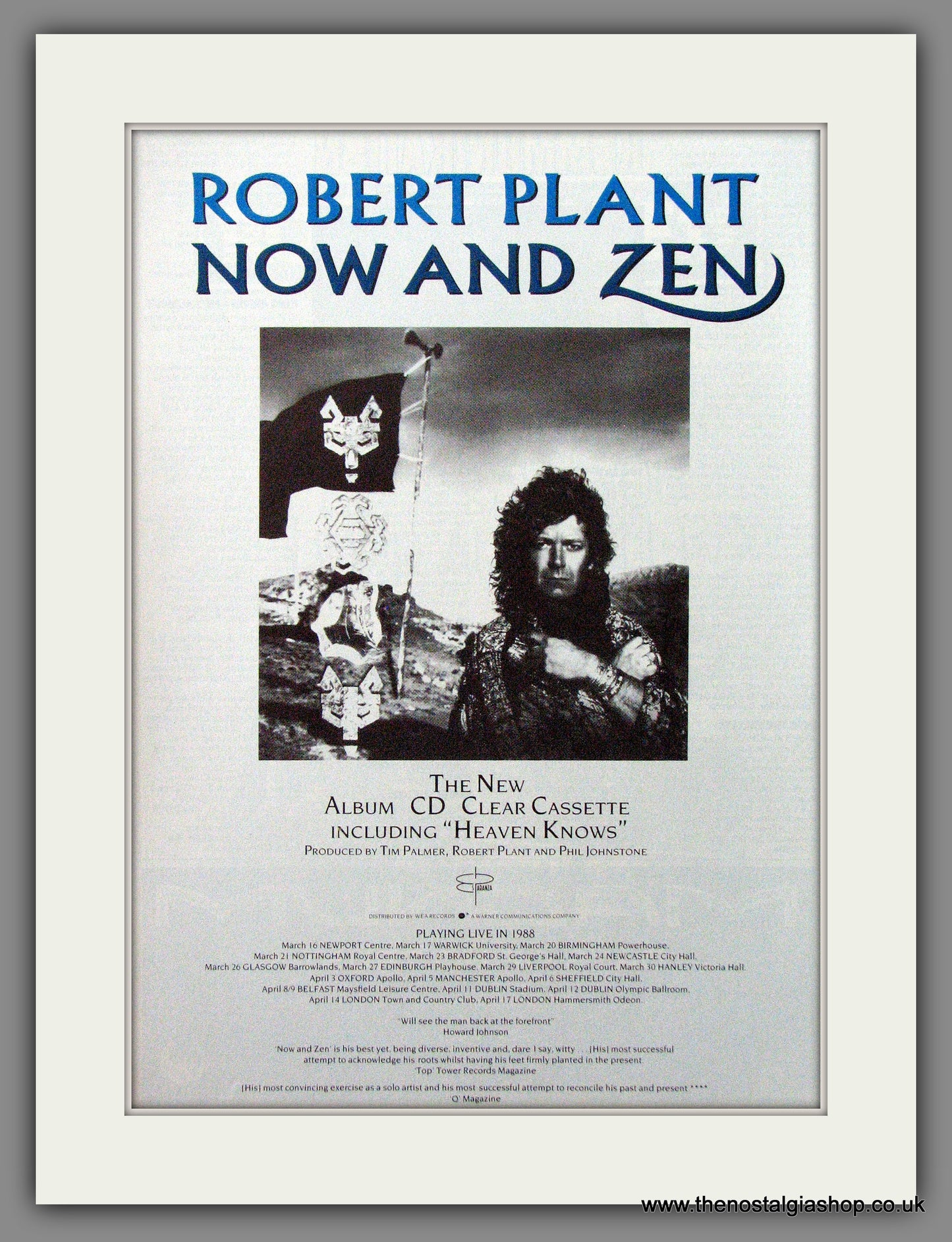 Robert Plant, Now And Zen. 1988 Original Advert (ref AD54496)