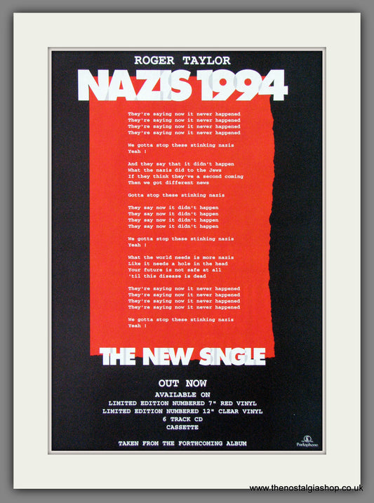 Roger Taylor, Nazis 1994.  Original Advert (ref AD54548)