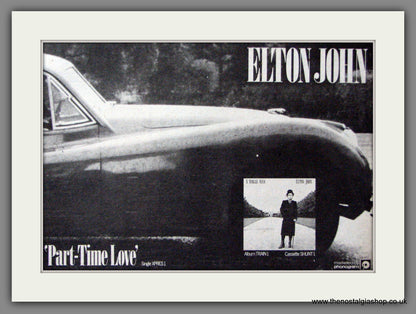 Elton John. A Single Man, Part Time Love. Original Double Advert 1978 (ref AD52868)