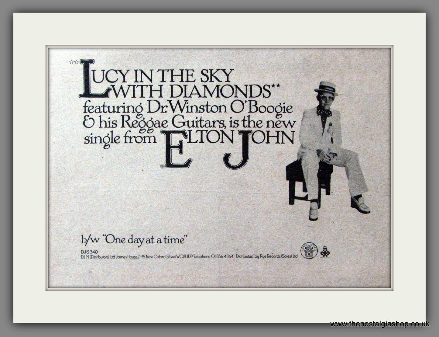 Elton John. Lucy In The Sky. Original Advert 1974 (ref AD52867)