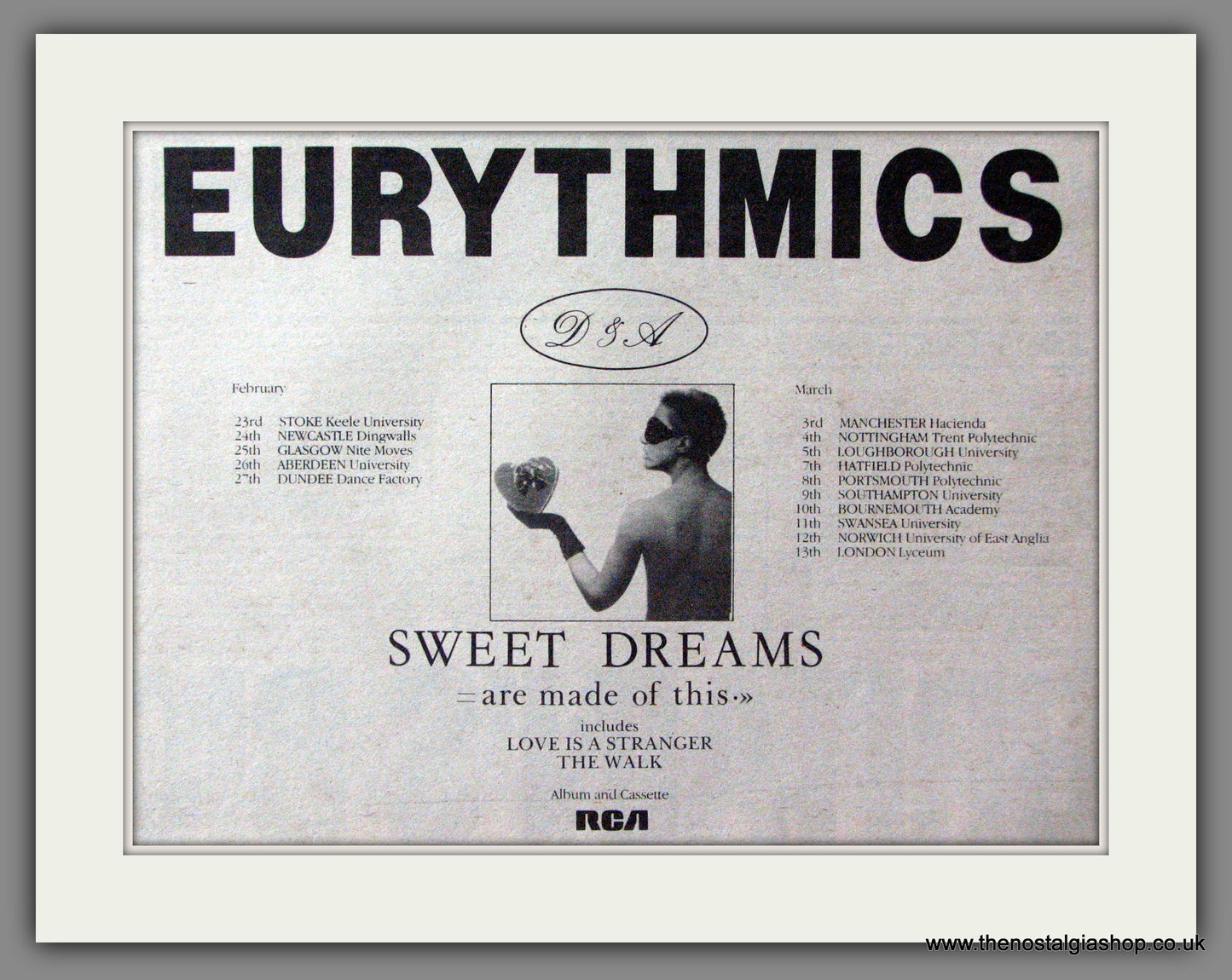 Eurythmics. Sweet Dreams. UK Tour Dates. Original Advert 1983 (ref AD52876)