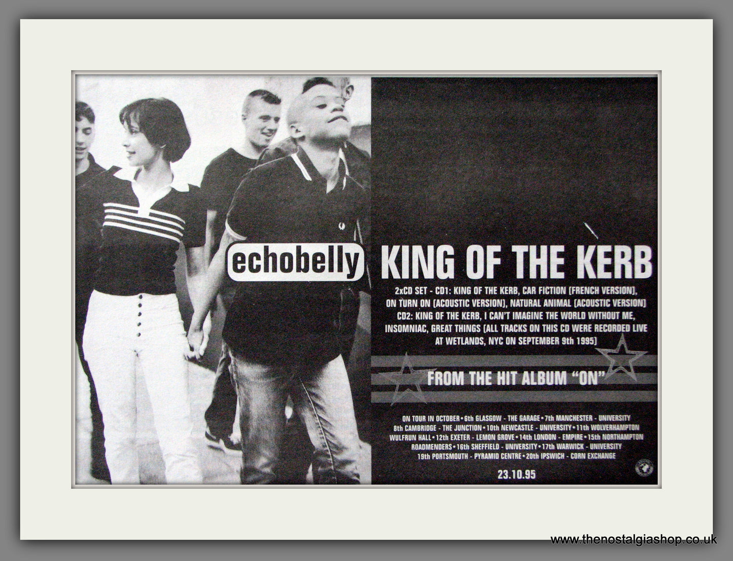 Echobelly. King Of The Kerb. Original Advert 1995 (ref AD52880)