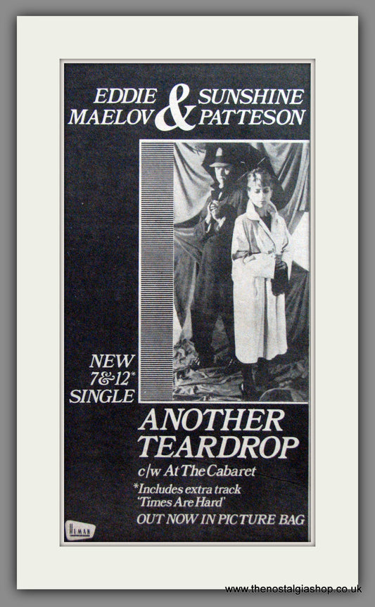 Eddie Maelov & Sunshine Patteson. Another Teardrop. Original Advert 1981 (ref AD52906)