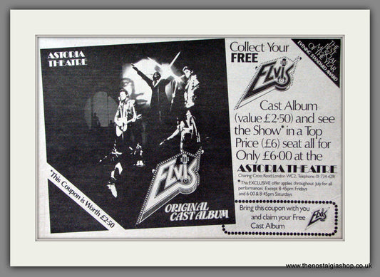 Elvis. Astoria Theatre. Original Advert 1978 (ref AD52918)