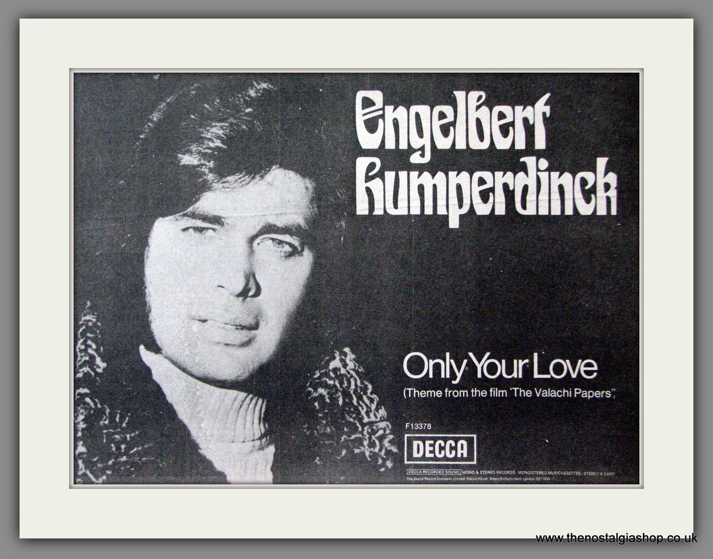 Engelbert Humperdinck. Only Your Love. Original Advert 1973 (ref AD52925)