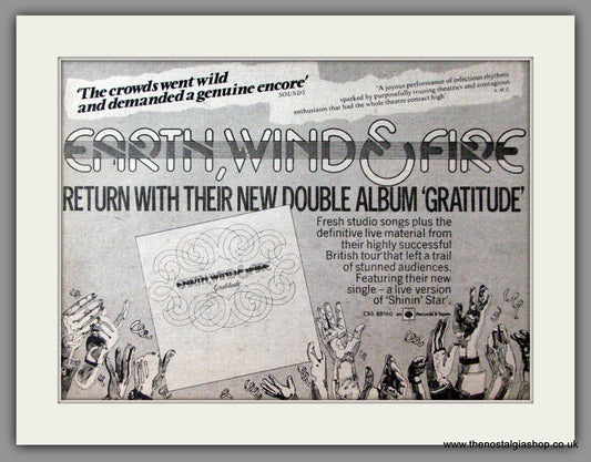 Earth, Wind & Fire. Gratitude. Original Advert 1975 (ref AD52933)