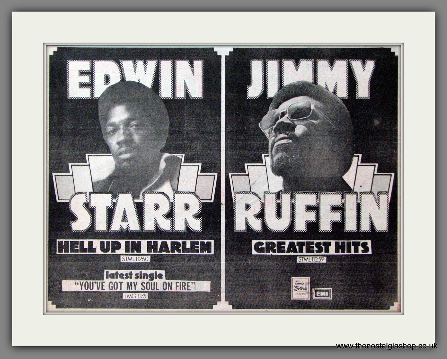 Edwin Starr. Hell Up In Harlem. Also Jimmy Ruffin. Original Advert 1974 (ref AD52995)