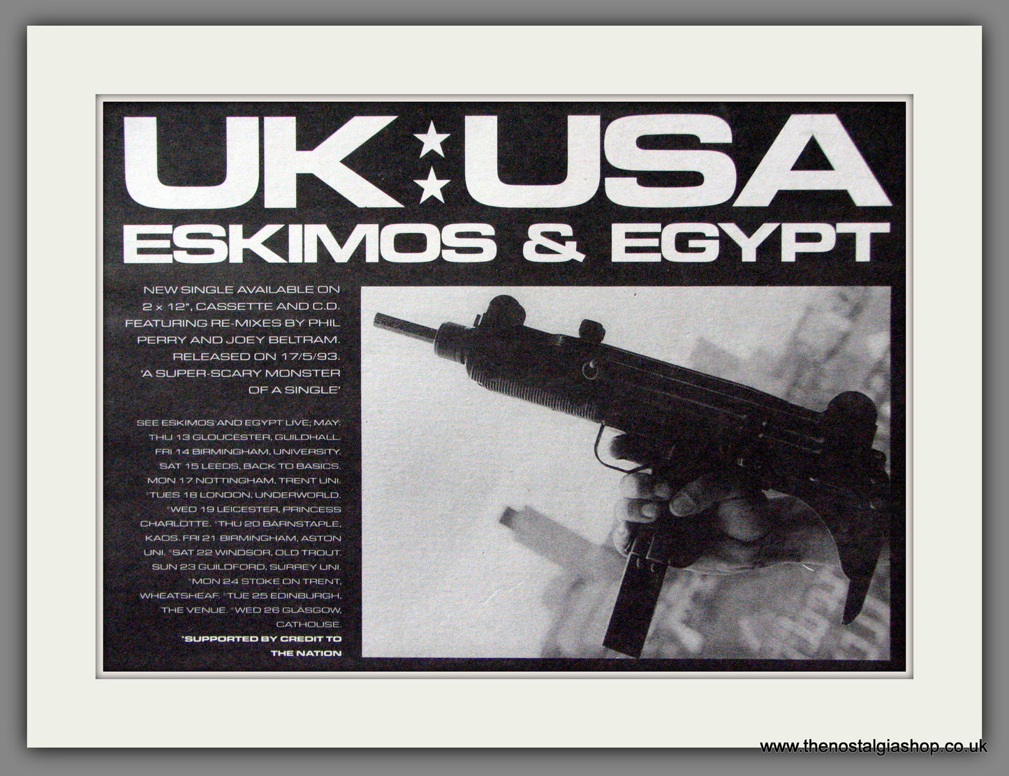 Eskimos & Egypt. UK:USA Plus Tour Dates. Original Advert 1993 (ref AD53232)