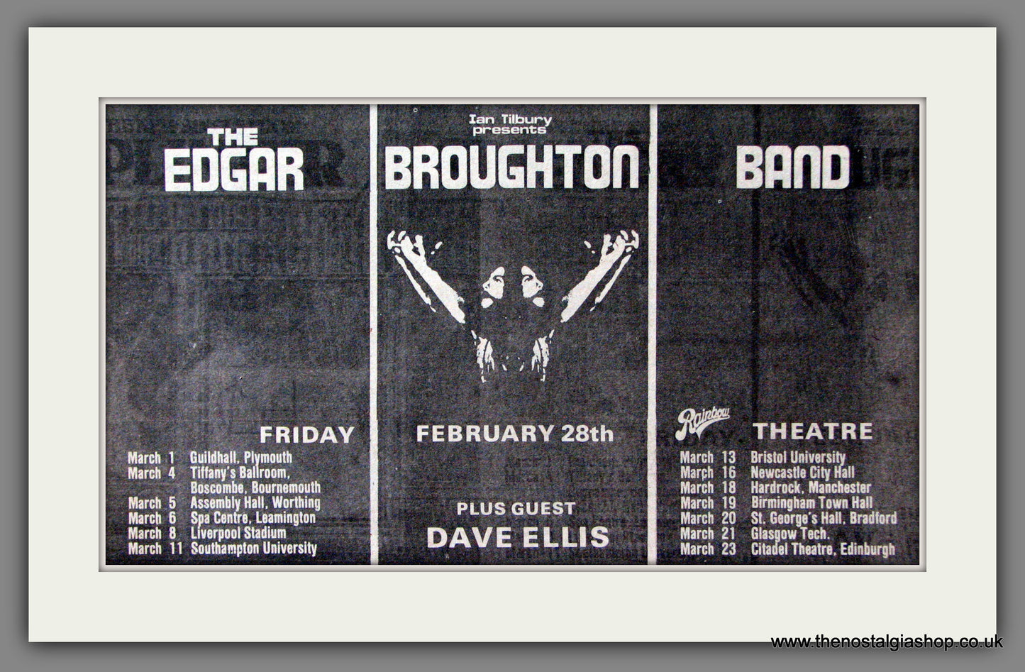 Edgar Broughton Band UK Tour. Original Advert 1975 (ref AD53431)