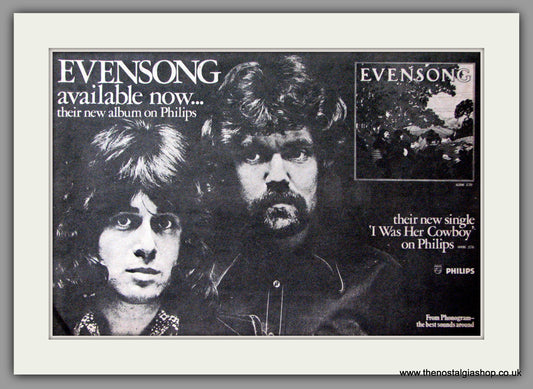 Evensong. I Was Her Cowboy. Original Advert 1973 (ref AD53434)