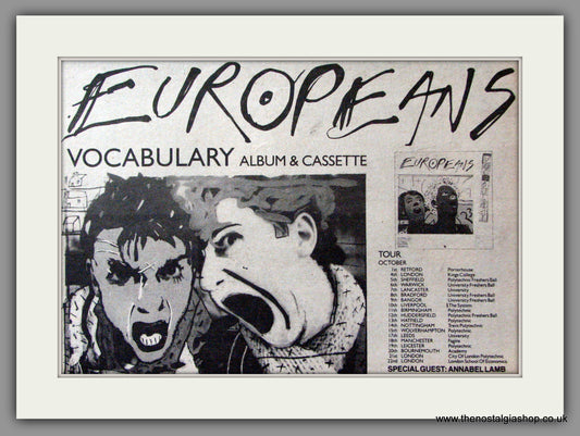 Europeans. Vocabulary. UK Tour Dates. Original Advert 1983 (ref AD53440)