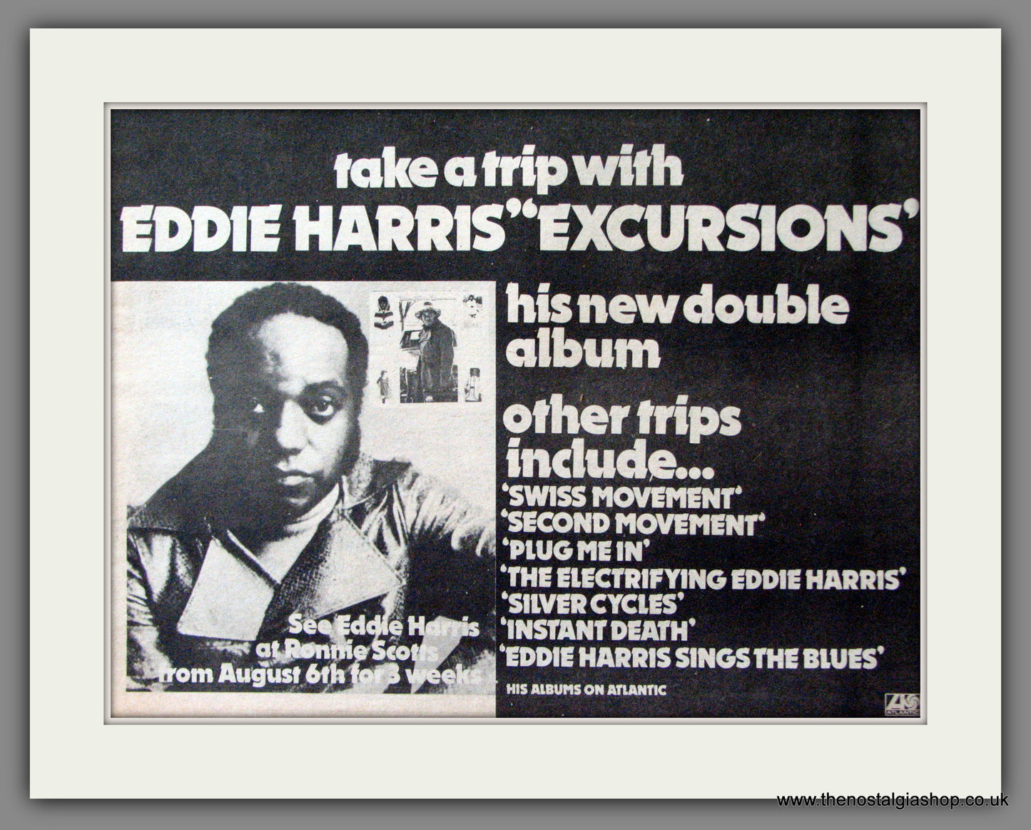 Eddie Harris. Excursions. Original Advert 1973 (ref AD53455)