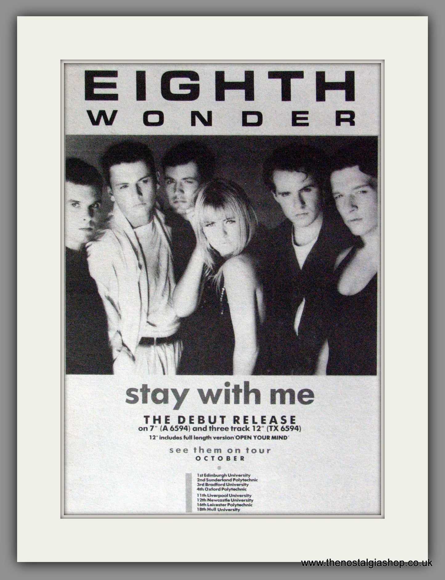 Eighth Wonder, Stay With Me. Original Advert 1981 (ref AD53461)