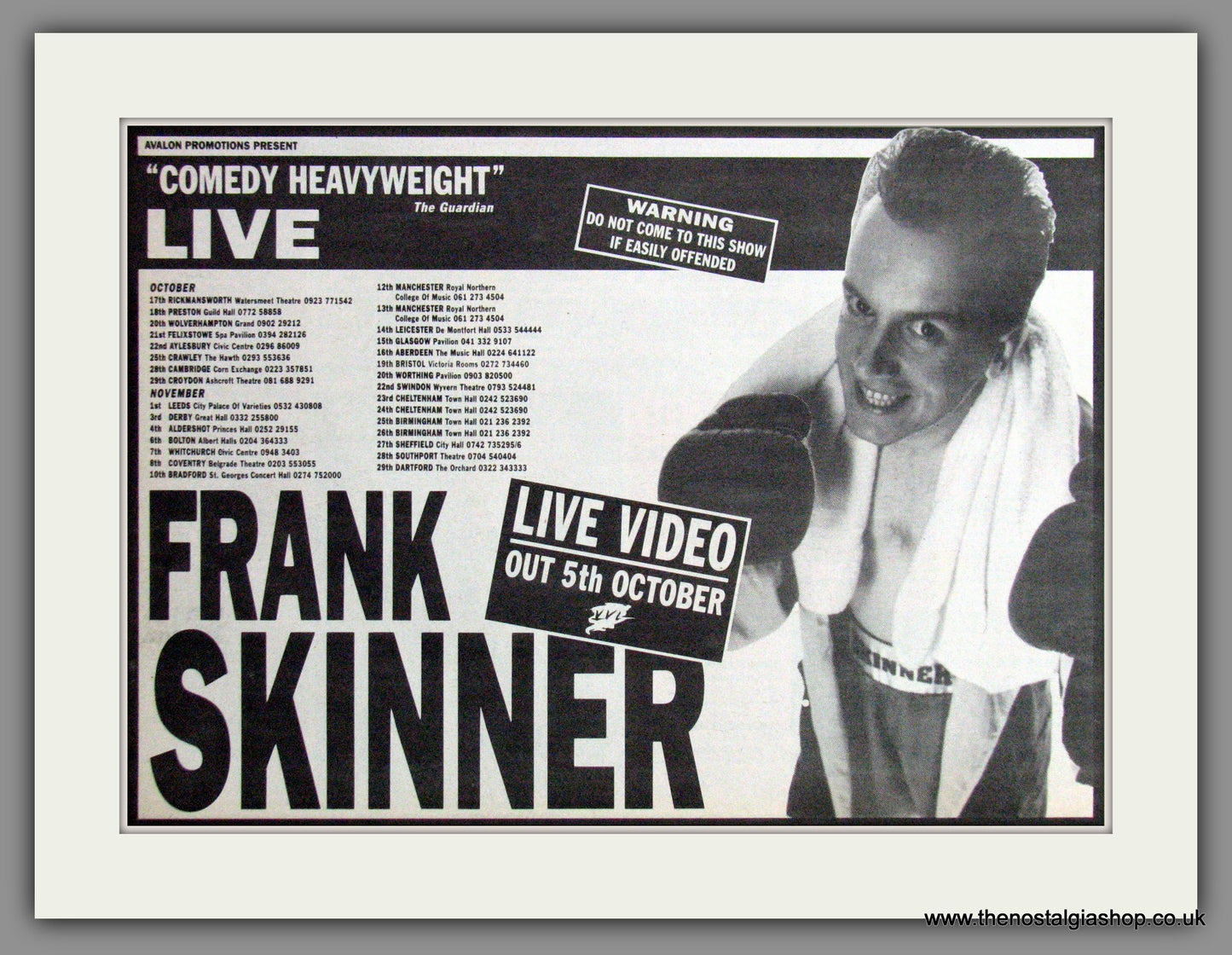 Frank Skinner, Comedy Heavyweight Live Tour Dates. 1992 Original Advert (ref AD53192)