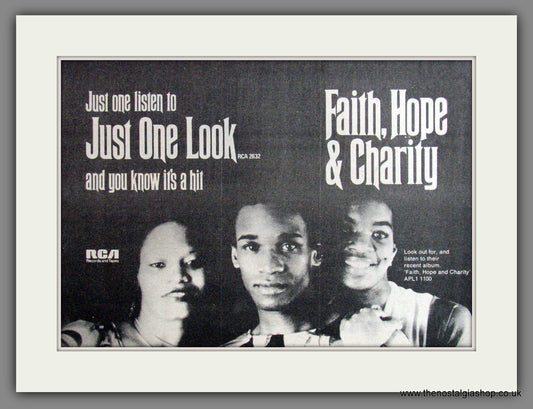 Faith Hope & Charity, Just One Look. 1976 Original Advert (ref AD53197)