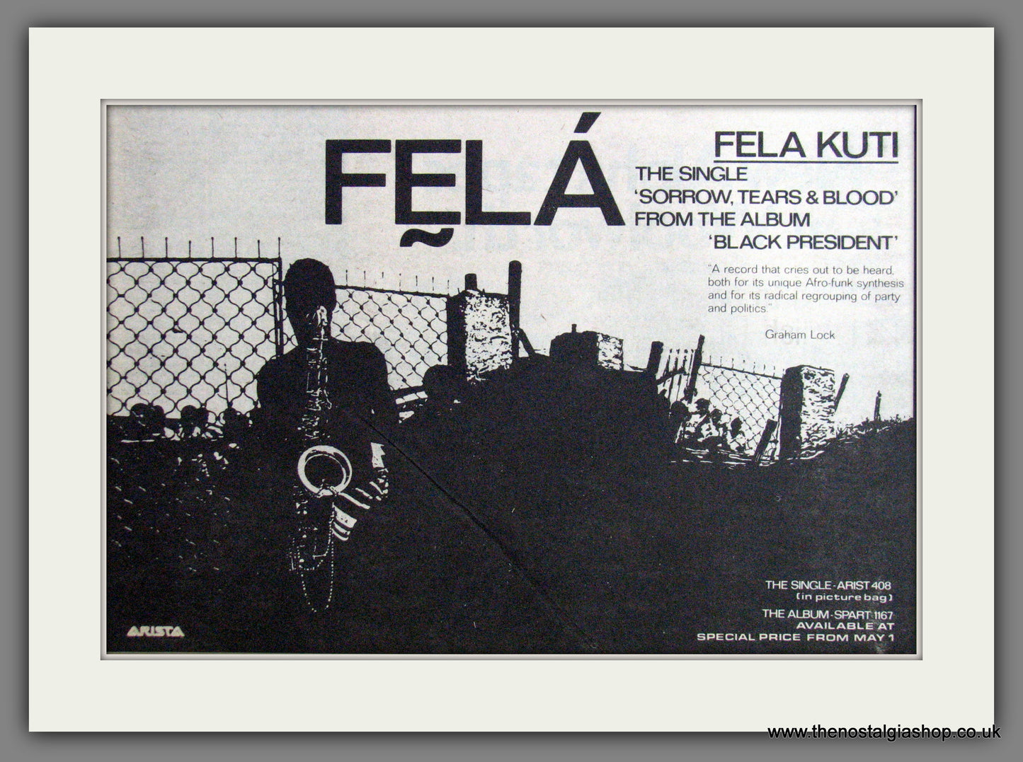 Fela Kuti, Black President. 1981  Original Advert (ref AD53247)