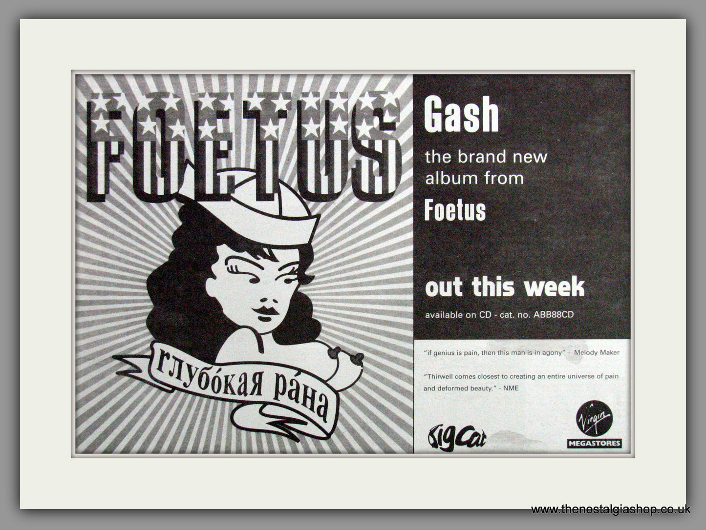 Foetus, Gash. 1995 Original Advert (ref AD53312)