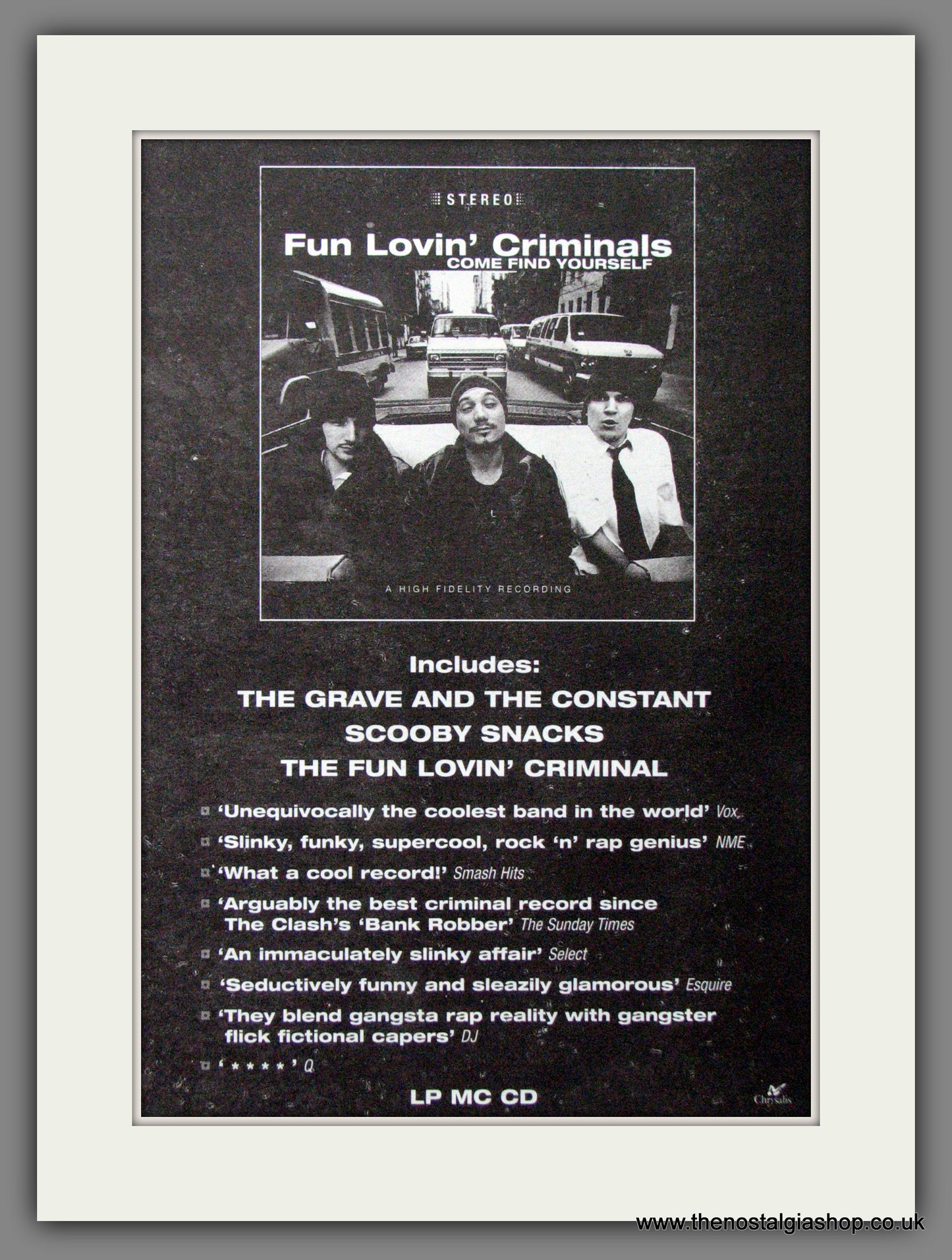 Fun Lovin' Criminals, Come Find Yourself. 1996 Original Advert (ref AD53406)