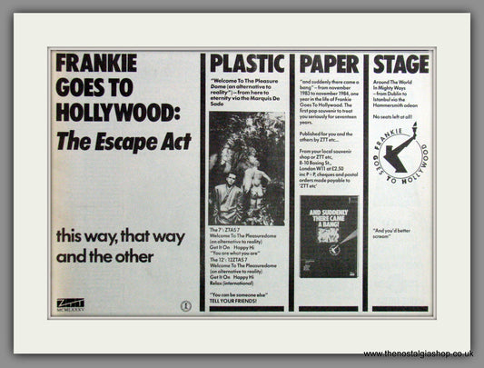 Frankie Goes To Hollywood, The Escape Act. 1985 Original Advert (ref AD53408)